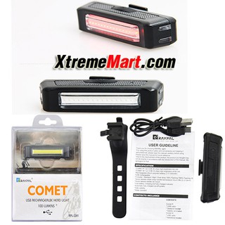 ไฟท้ายติดจักรยาน Comet 100ลูเมน แสงสีแดง USB Rechargeable Head light