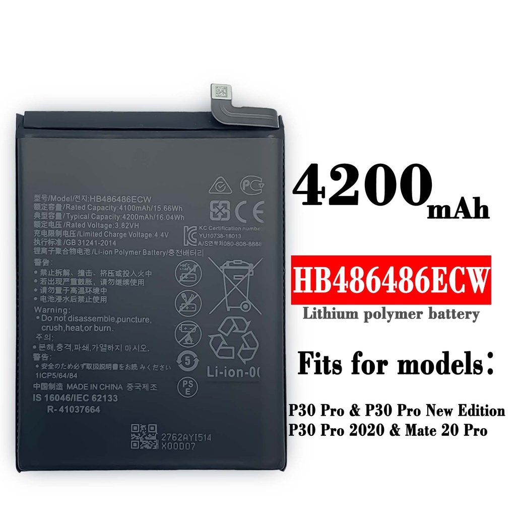 แบตเตอรี่ Huawei P30 Pro / Mate 20 Pro HB486486ECW VOG-L29 L09 L04 AL00 AL10 Battery For Huawei P30 Pro รับประกัน 6 เดือ