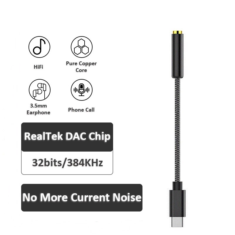 ตัวแปลงหูฟัง สายแปลงหูฟัง 3.5 mm มีชิปเสียง DAC หางหนู USB C to Aux สำหรับ Samsung ไอแพด Pro, Air4 Air5 Mini6 ไอ15