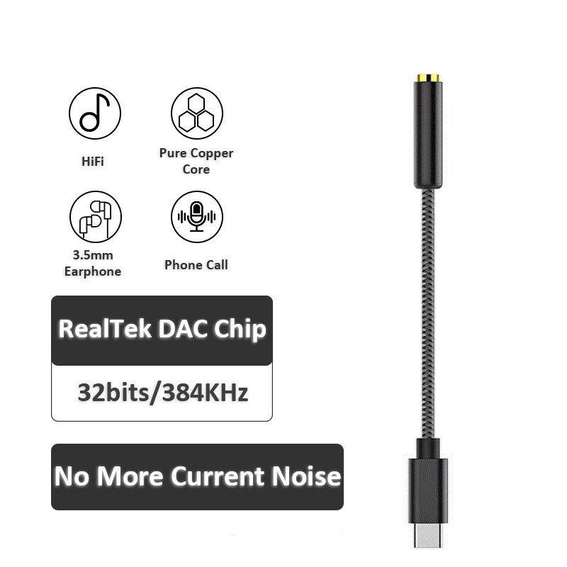 ตัวแปลงหูฟัง สายแปลงหูฟัง 3.5 mm มีชิปเสียง DAC หางหนู USB C to Aux สำหรับ Samsung ไอแพด Pro, Air4 A