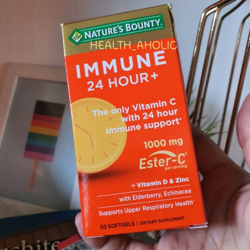 ✨️พร้อมส่ง✨️วิตามิน C Nature's Bounty Immune 24 Hour+With 1,000mg Ester-C 🇺🇸🇺🇸🍊🍊, 50 Softgels