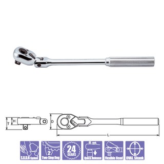 KOKEN 4774NB-13 ด้ามฟรีคอพับ 1/2"-13" กดปุ่ม ด้ามเหล็กกลิ้งลาย (330mm) | MODERNTOOLS OFFICIAL