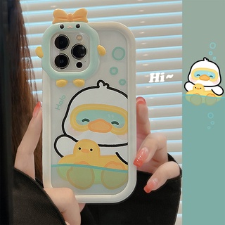 เคสโทรศัพท์มือถือ TPU กันกระแทกสี่มุม ลายเป็ดว่ายน้ํา สําหรับ iPhone 14 14pro 14max 14prm iPhone 13 13pro 13prm iPhone 11 6splus 7Plus 8Plus Xr XS 13 12 Pro Max