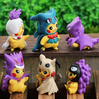 6 ชิ้น / เซต โปเกม่อน ปิกาจู คอสเพลย์ ฟิกเกอร์ PVC Q เวอร์ชั่น Mimikyu Gengar Haunter โมเดลตุ๊กตา ตกแต่ง ของเล่นเด็ก ของขวัญ