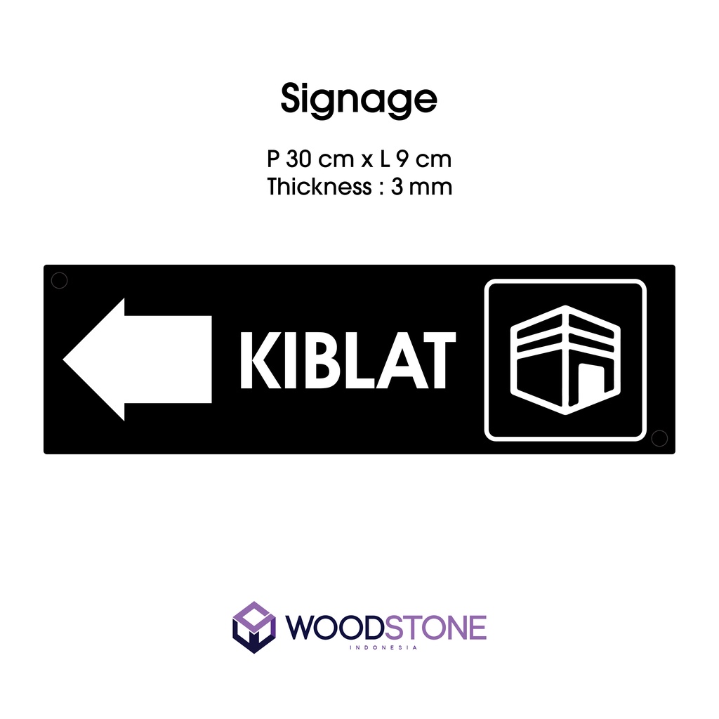 WOODSTONE - บอร์ดทิศทาง Qibla อะคริลิค - ป้ายอะคริลิค ป้าย Qibla