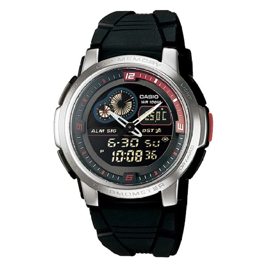 Casio นาฬิกาข้อมือ Standard Active Dial AQF-102W-1BVDF - Black