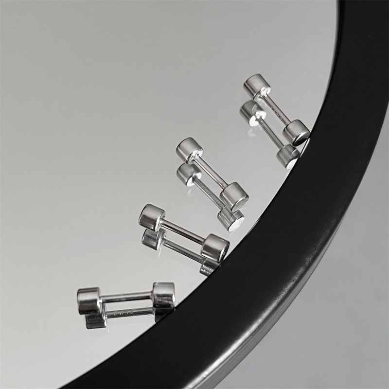 Roselife ต่างหูสเตนเลส แบบเจาะ ทรงดัมเบล ใช้แล้วไม่แพ้ สําหรับผู้หญิง และผู้ชาย - รูปที่ 2