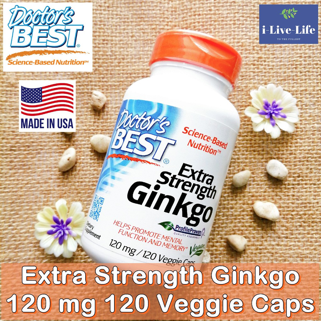 สารสกัดจากใบแปะก๊วย Extra Strength Ginkgo 120 mg 120 Veggie Caps - Doctor's Best