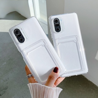 เคสโทรศัพท์มือถือแบบนิ่ม TPU ใส พร้อมช่องใส่บัตร สําหรับ Xiaomi mi 11 11 lite 11 ultra 10 lite 9T 9T Pro Note 10 lite 10T 10T Pro mi 11i POOC F3 POCO M3 POCO X3 11T 11T Pro