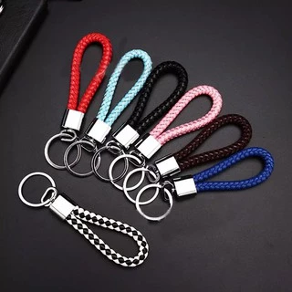(C-019) ขั้นต่ำ 5 ชิ้น‼️พร้อมส่ง ‼️ พวงกุญแจ แฟชั่นหนัง PU แฮนด์เมดถักเชือก สุดเทห์