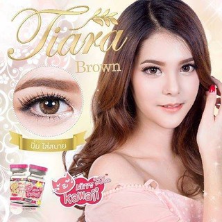 Tiara Brown (1) Kitty Kawaii ฝาชมพู สีน้ำตาล ทรีโทน น้ำตาล โทนเซ็กซี่ Contact Lens Bigeyes คอนแทคเลนส์ ค่าสายตา แฟชั่น