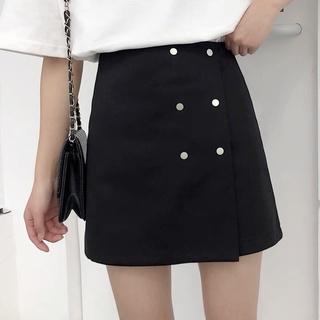 กระโปรงสั้นผ้าป้าย DOUBLE BUTTONS SKIRT SHORTS