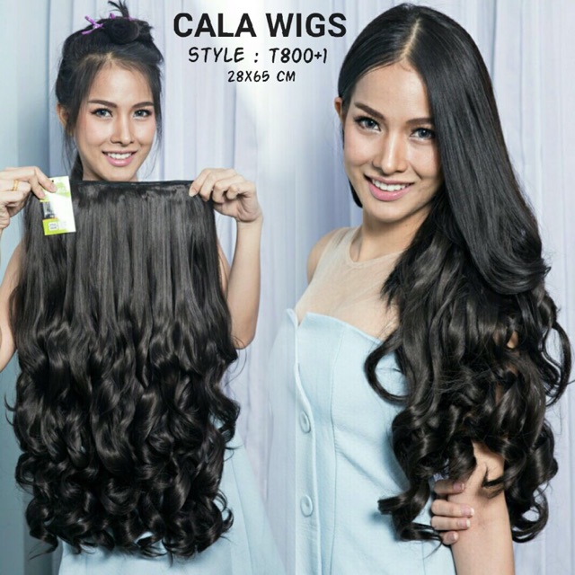 แฮร์พีชลอนหยิกยาว(รหัสT800+1)ในรูปสีดำเข่ม สินค้าในไทย