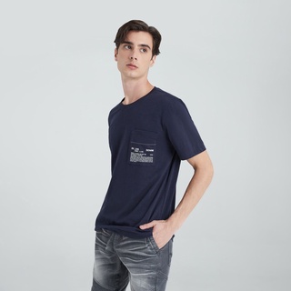 เสื้อยืดสีขาวDAVIE JONES เสื้อยืดสีพื้น คอกลม ผ้าคอตตอน ทรง Regular Fit สีขาว สีเขียว Basic T-Shirt in white green BA000