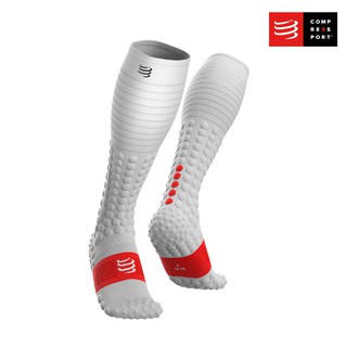 Compressport ถุงเท้ายาว ใส่วิ่ง และ ใส่ฟื้นฟูกล้ามเนื้อ - Full Socks Race &amp; Recovery WHITE