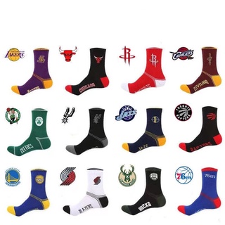 ถุงเท้าบาสเก็ตบอล ลายโลโก้ทีม NBA Lakers Rockets Spurs Bull Cavaliers Celtics