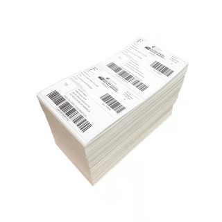 面单纸（折叠/500张）100x150x500 สติ๊กเกอร์พิมพ์ใบปะหน้า เทอร์มอล Thermal Sticker Label สติ๊กเกอร์บาร์โค้ดความร้อน แบบพับ