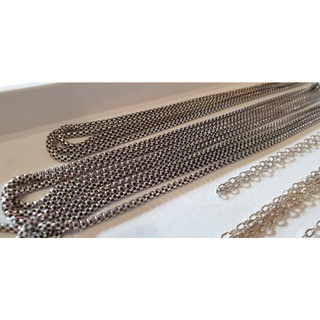 สร้อยคอเงินแท้ 92.5 % ลายดอกโปร่ง รมดำ หนา 4 mm.