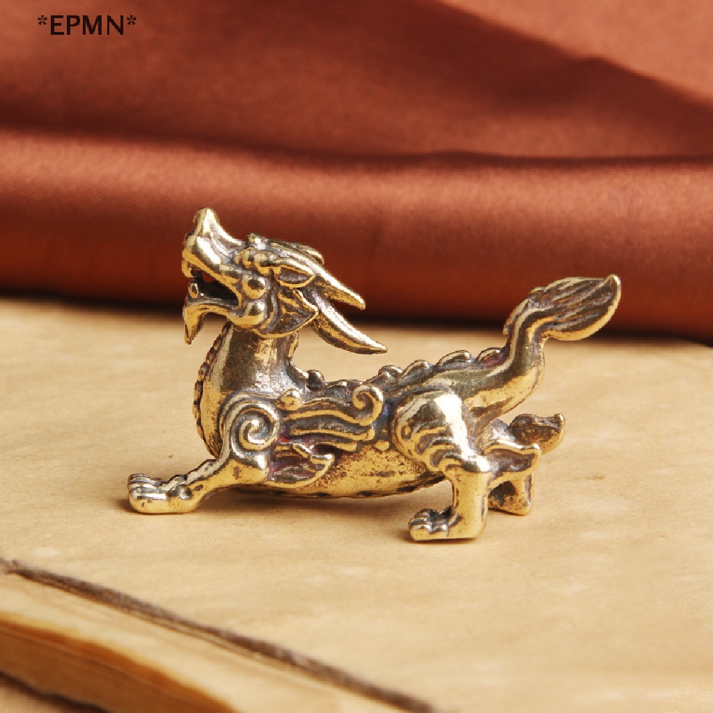 Epmn ฟิกเกอร์ทองเหลือง รูปปั้นสัตว์ปี่เซียะ นําโชค สไตล์จีนโบราณ สําหรับตกแต่งบ้าน