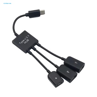 Nin อะแดปเตอร์แยก Micro USB 3-in-1 OTG น้ําหนักเบา สําหรับเชื่อมต่อสายเคเบิล ถ่ายโอนข้อมูล สํานักงาน