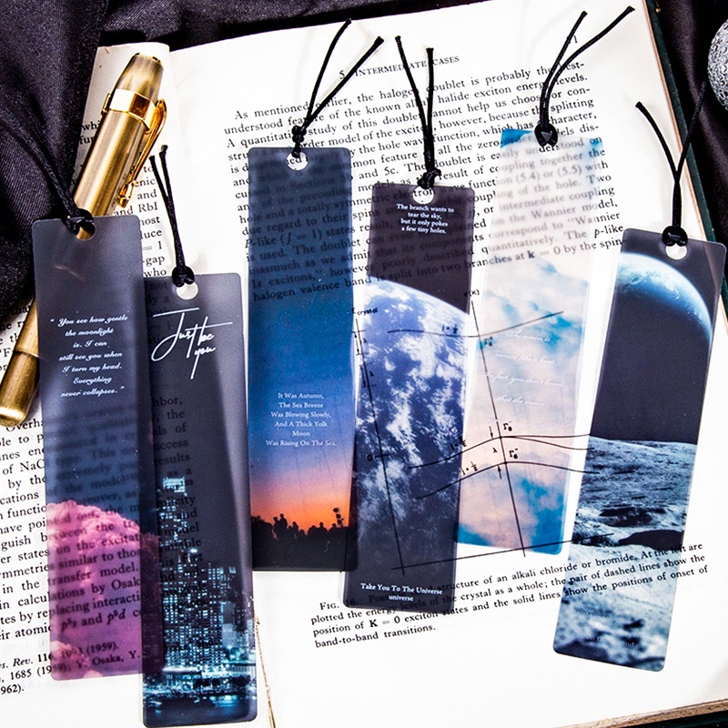 ที่คั่นหนังสือพีวีซีแบบโปร่งแสง Frosted Sky&Space Series 5ชิ้น