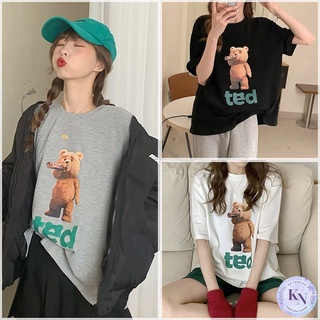 🎏Korea NEW เสื้อยืดสกรีนหมีเท็ด TED คอกลมแขนสั้น