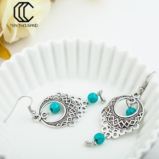 🔥สร้อยข้อมือ Boho Turquoise Bead Dangle ตุ๊กตาหมี Hollow Charm Earrings