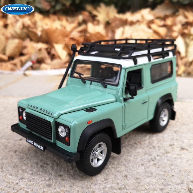 WELLY 1:24 Land Rover Defender Aurora Green sorts car simulation alloy ...