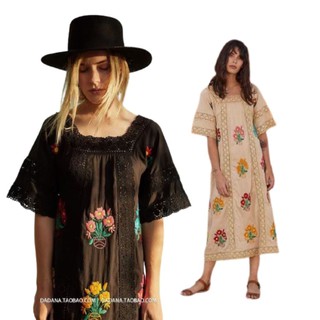 เดรส เดรสกระโปรงยาว ผ้าดี เสื้อผ้าแฟชั่นผู้หญิงเดรสยาว ชุดกระโปรง สไตล์โบฮีเมียน