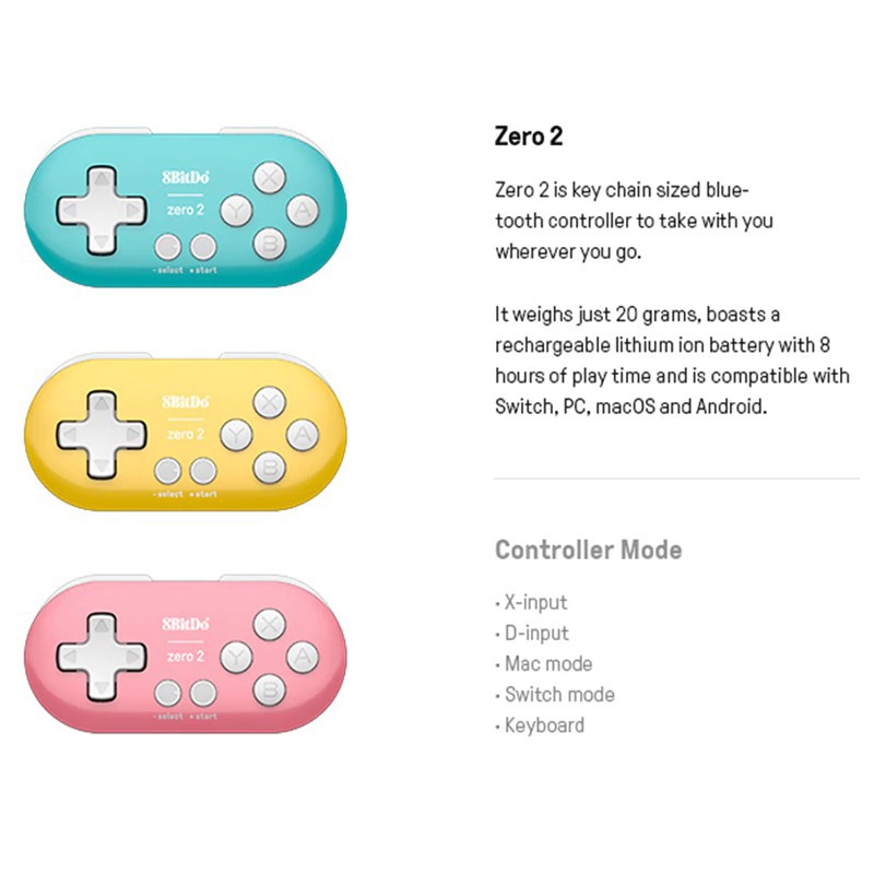 8bitdo Zero 2 จอยบล ท ธต วเล กความสามารถเก นต ว รองร บ Nintendo Switch Pc Android Iphone Ipad ราคาท ด ท ส ด