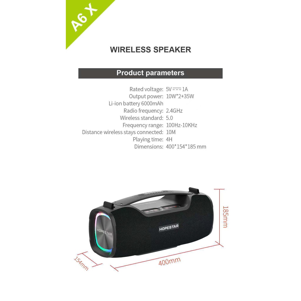 SDD SY 🔥Hopestar A6X /A6pro ลำโพงบลูทูธ 65วัตต์ ของแท้ 100%! เป็นที่นิยม/เสียงร็อค/เสียงเบส ได้3โหมด