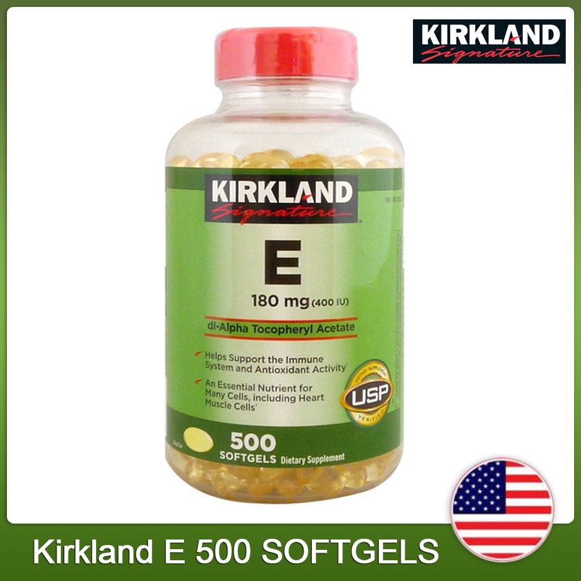 (Exp.01/2027)Kirkland vitamin E 400IU 180mg 500 softgels วิตามิน E แคปซูลนิ่มที่มีเนื้อหาสูง 500 แคปซูล