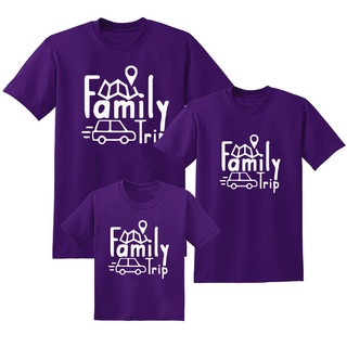 เสื้อยืด คอกลม แขนสั้น ลาย Dad Mom Baby Family Day สีม่วง สําหรับครอบครัว เด็กผู้ชาย และเด็กผู้หญิง