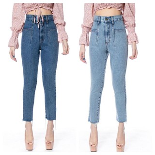 WOW Jeans: ยีนส์บอย​สลิม ตีเกร็ด​หน้าซ่อนกระเป๋า ขอบหนาโชว์สะโพกเท่ห์สุดๆ มี​สี​สโนว์​เข้ม​&amp;ส​โนว์​ซีด S26 M28 L30 XL32