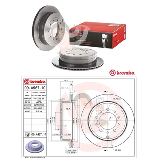 09 A967 11 จานเบรค ล้อ R (ยี่ห้อ BREMBO) รุ่น UV TOYOTA Land Cruiser 200 ปี 2007 / LEXUS LX (URJ201) ปี 2007-&gt;