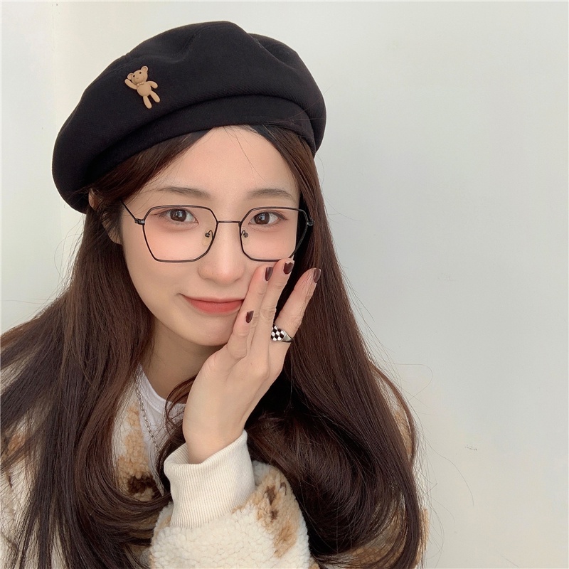 หมวกเบเร่ต์ ผ้าวูล ลายหมีน่ารัก สไตล์วินเทจ รูปที่ 4
