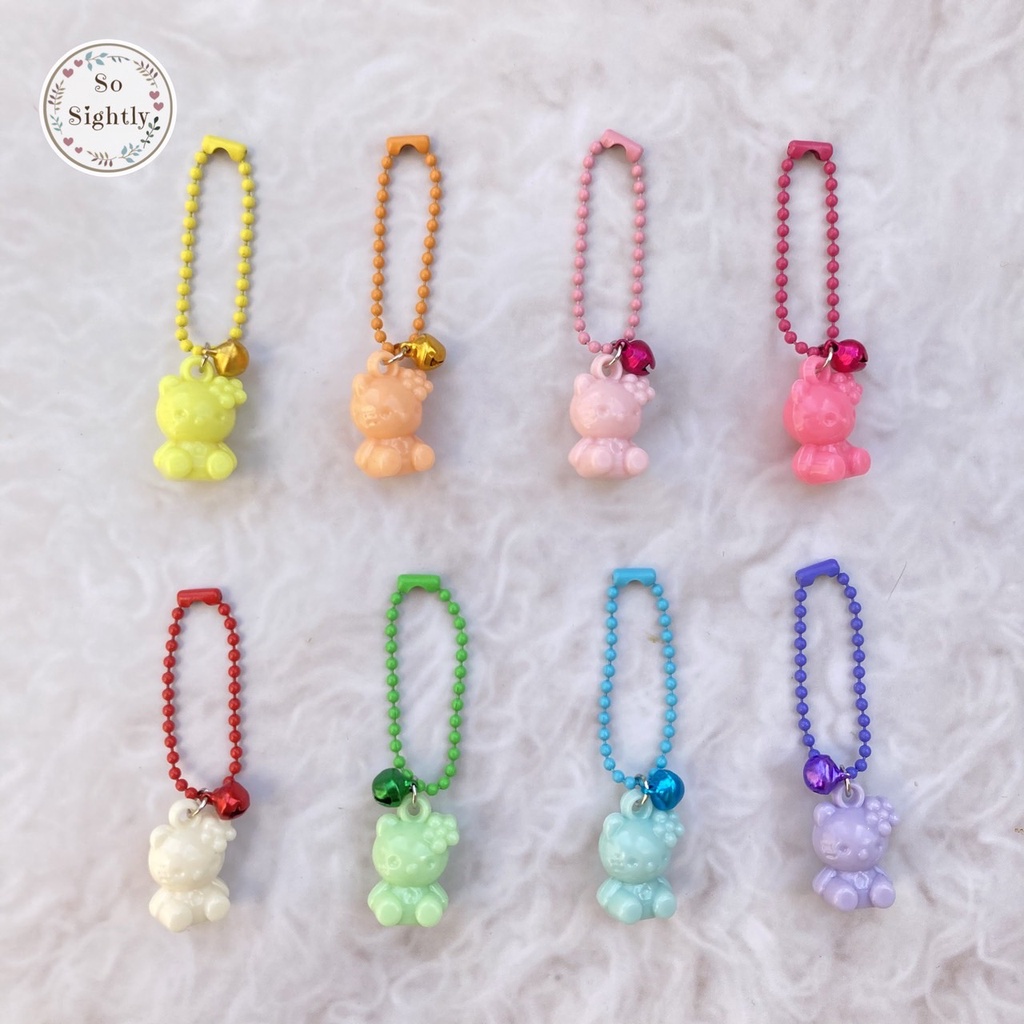 พวงกุญแจลูกปัดจี้คิตตี้ แถมกระดิ่ง สีพาสเทล น่ารัก รุ่นโซ่ไข่ปลา ของขวัญปัจฉิม/ปีใหม่/วันเกิด