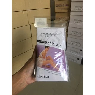 ถุงเท้าพยาบาล Cherilon 1 คู่ ข้อกลาง (ห่อสีม่วง) ถุงเท้าพยาบาลสีขาว ถุงน่องพยาบาล