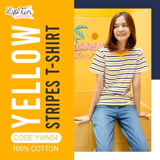 👕𝙇𝙞𝙥𝙩𝙪𝙣 𝙎𝙝𝙤𝙥 เนื้อผ้า​Cotton​ 100% ( Striped T-shirt Fashions ) ‼️ เสื้อยืดลายขวาง เสื้อยืดลายทาง แฟชั่นวินเทจ รหัสYWN04