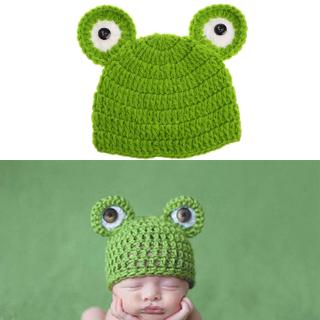 Mary✪  Cute Cartoon Baby Hats Handmade Photograph Props Frog