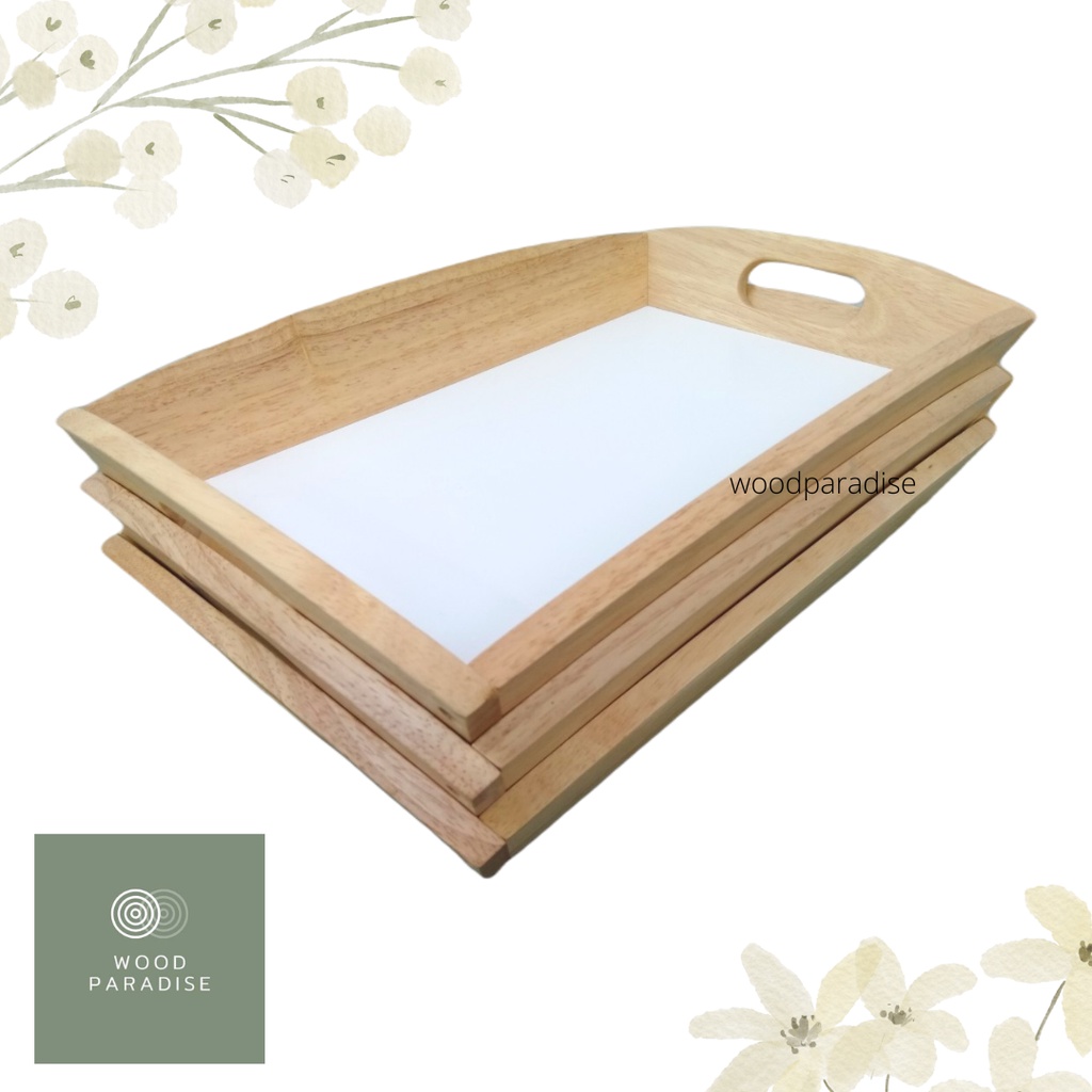 🔥🔥Minimal Tray Wood ถาดไม้ ทรงขอบโค้ง ถาดจัดระเบียบ สไตล์มินิมอล เคลือบสีแล้ว พร้อมใช้งาน