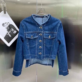 LOUIS VUITTON DENIM WITH MONOGRAM LEATHER JACKET เสื้อคลุมแจ็คเก็ตยีนส์ แบรนด์หลุยส์วิตตอง หนังแท้สีน้ำตาลโมโนแกรม