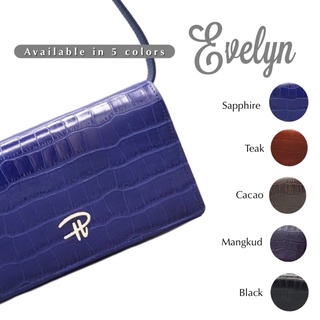 Phillingbag Evelyn กระเป๋าสะพาย สายปรับสั้นยาวได้ หนังแท้ ลายจรเข้ มีช่องใส่มือถือ ไปงานเลี้ยงได้ ของขวัญคนรับถูกใจ