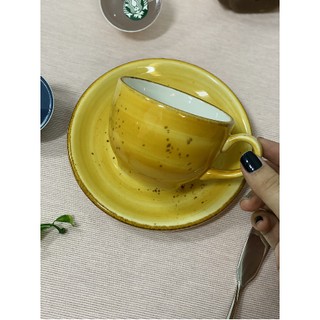 ชุดแก้วกาแฟพร้อมจานรอง Rustic Yellow 7 oz Tea Cup 200 ml