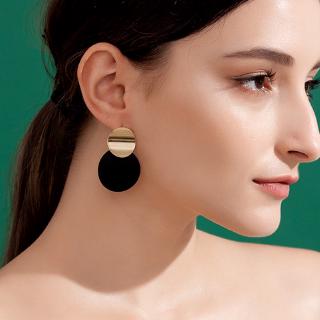 Fashion Geometric Round Gold Silver Black Earrings,Temperament Discs Cute Metal Earrings