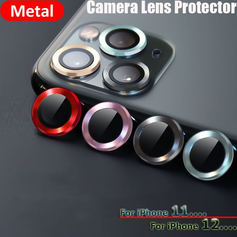 (ราคา/ชิ้น) ฟิล์มกระจกนิรภัยกันรอยเลนส์กล้อง โลหะ 3D สําหรับ iPhone 11 Pro ProMax 12 Pro ProMax 12Mini