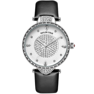 iTHDiamond Ring Glitter Wordface Leather Belt Quartz Watch Simple Women Watch