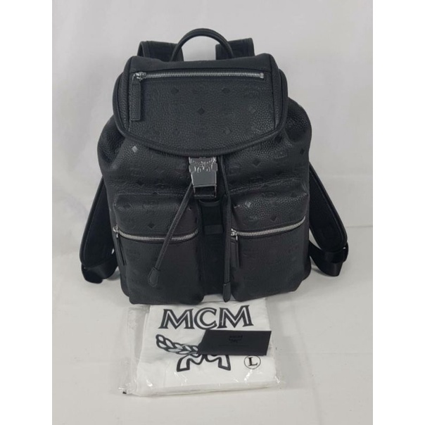 New! MCM Tivitat Two-Pocket Backpack in Monogram Leather