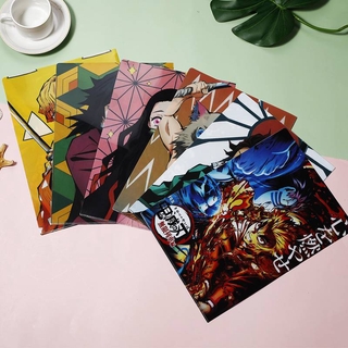 A4 แฟ้มซองพลาสติก New Demon Slayer Kimetsu no Yaiba Kawaii Document Bag Waterproof File Folder Anime Document Bag Office Stationery Storages Supplies Kids stationery gifts