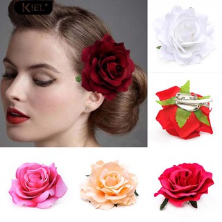 ‴1Pc Rose Flower Hair Clip กิ๊บปิ่นปักผมก้มหน้า